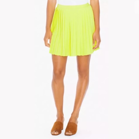 American Apparel Crepe sunburst pleated neon Skirt - Picture 3 of 5